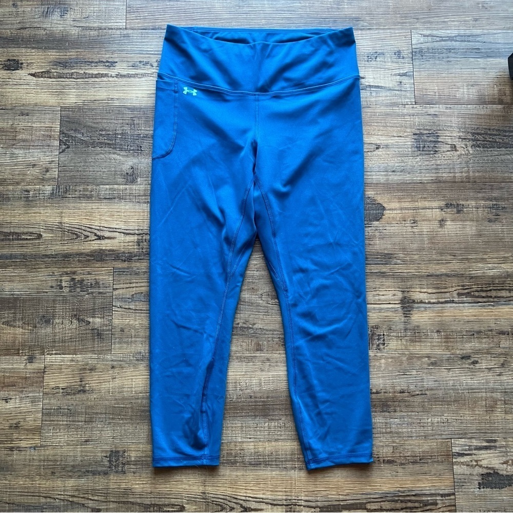 Under Armour Womens Blue Leggings Motion Ankle Cropped Compression Sz Large